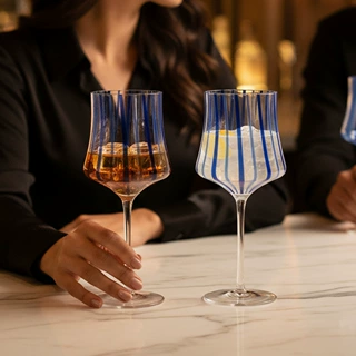 定制彩点条纹网红创意家用酒具玻璃杯水晶红酒杯玻璃葡萄酒杯