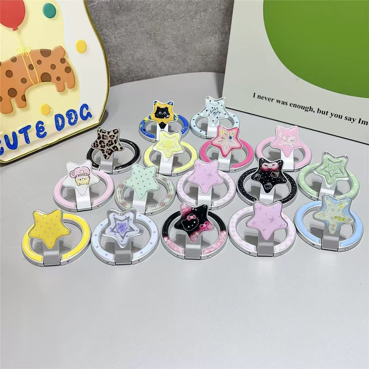 可爱ins个性星星磁吸支架手机壳17便携180°折叠指环扣贴女多功能