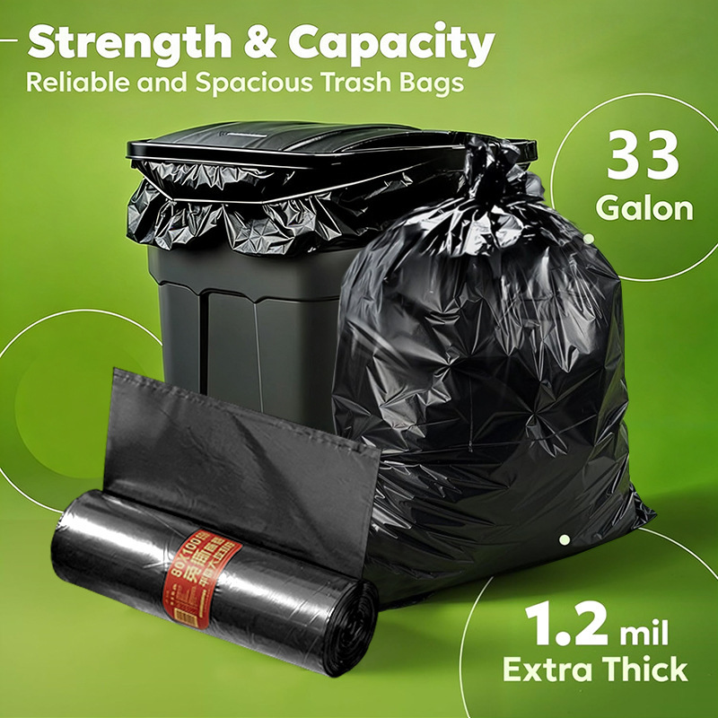 Rolled Large Tear-Free Garbage Bags, Large Black Property Garbage Bags, Thickened Hotel Sanitation Community Flat-Mouth Garbage Bags Rolled Large Tear-Free Garbage Bags, Large Black Property Garbage Bags, Thickened Hotel Sanitation Community Flat-Mouth Garbage Bags