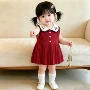 女童翻领秋冬百褶毛衣裙