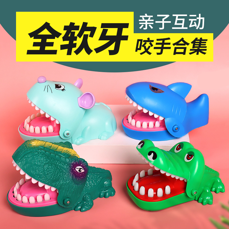 Gran sonido y la luz morder cocodrilo tiburón ratón dinosaurio dientes de los niños morder completo suave truco ventilación Juguetes