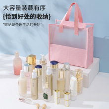 PVC半透明化妆包 大容量手提化妆品收纳袋 双面可视便携洗漱包女