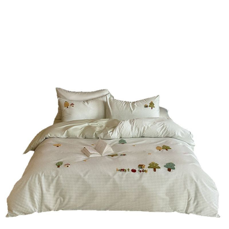 Parure de lit brodée en coton pour chambre d'enfant_voghion.com