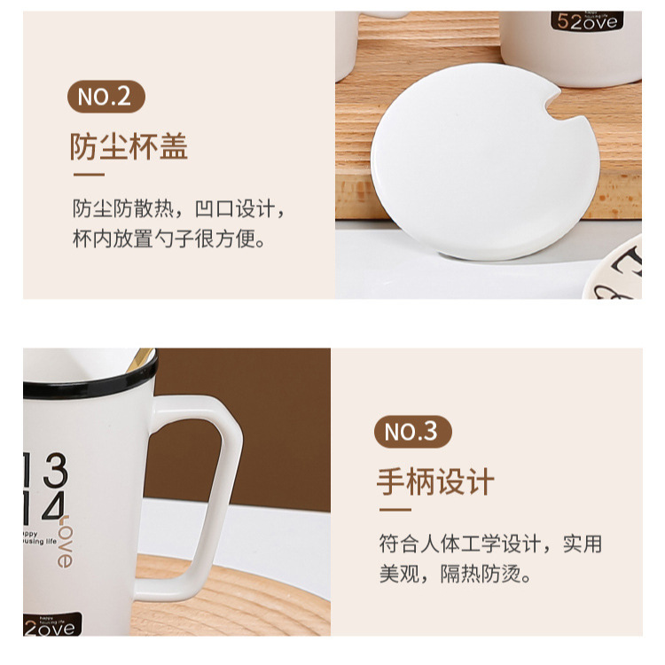 Tazas de agua de cerámica de pareja transfronterizas, tazas de regalo de pareja, logotipo personalizado, tazas en blanco y negro image 3