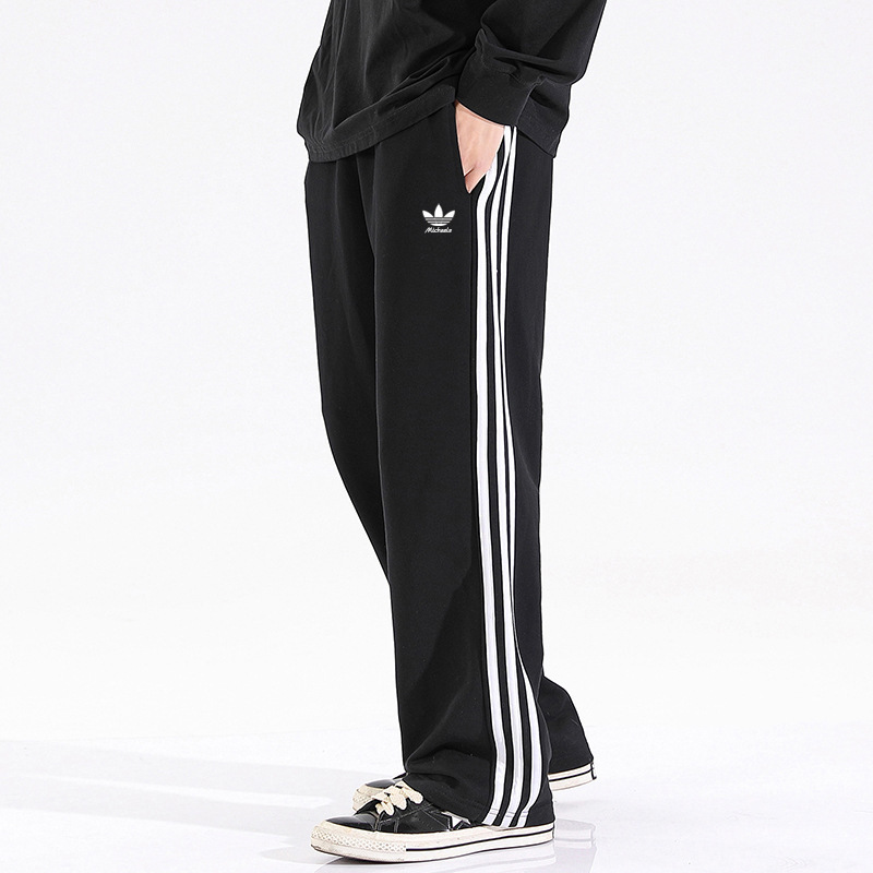 Heavyweight 420g Sweatpants for Men and Women, 2025 Autumn New Style, Three-Stripe Loose Straight-Leg Casual Pants with Trefoil Design Heavyweight 420g Sweatpants for Men and Women, 2025 Autumn New Style, Three-Stripe Loose Straight-Leg Casual Pants with Trefoil Design