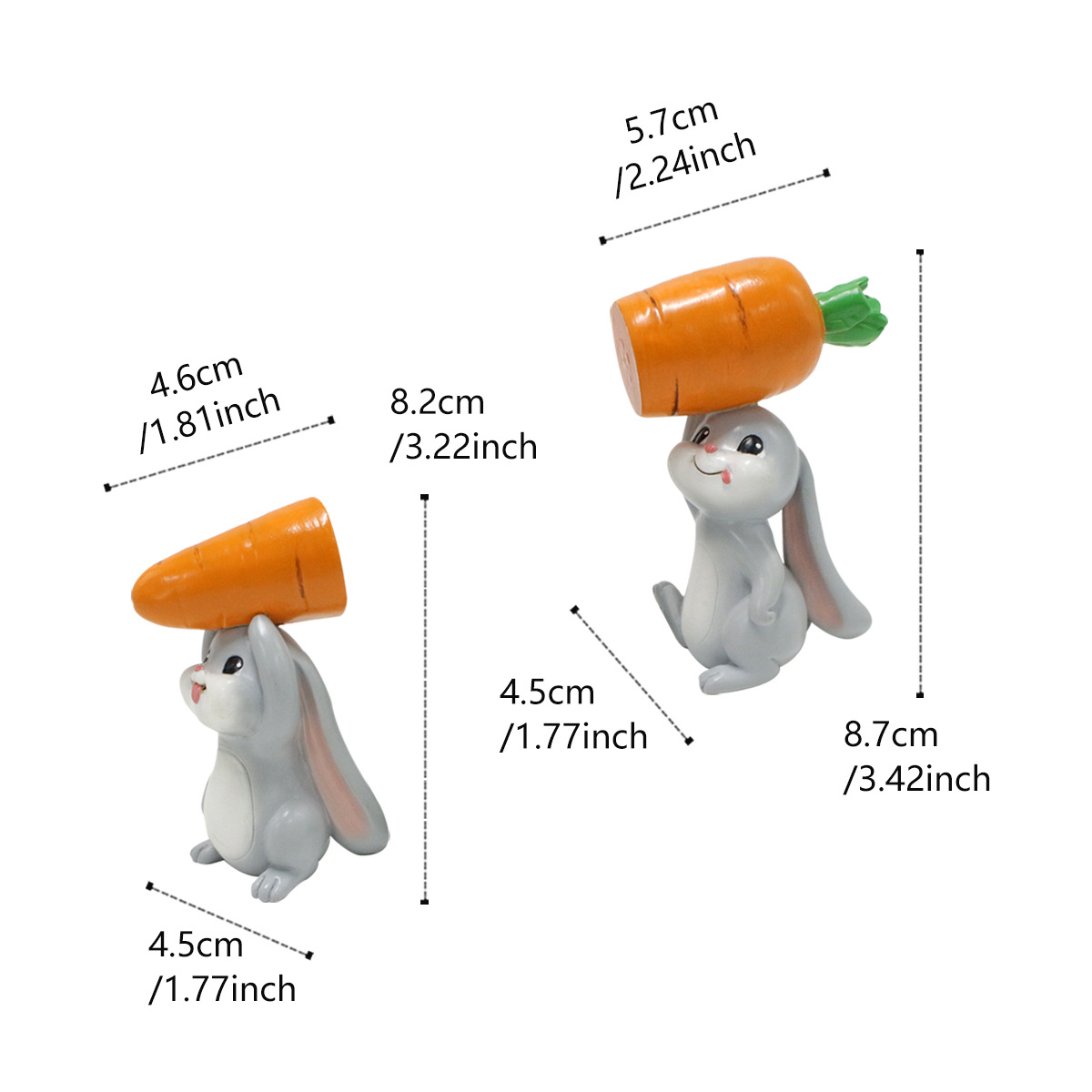 Micro landscape ornaments cute animal fun rabbit carry radish set two naughty cartoon puppy plant resin accessories