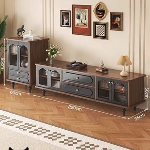 TV Cabinet Living Room Household Small Apartment Storage Cabinet French Retro Pastoral Style Coffee Table TV Cabinet Combination