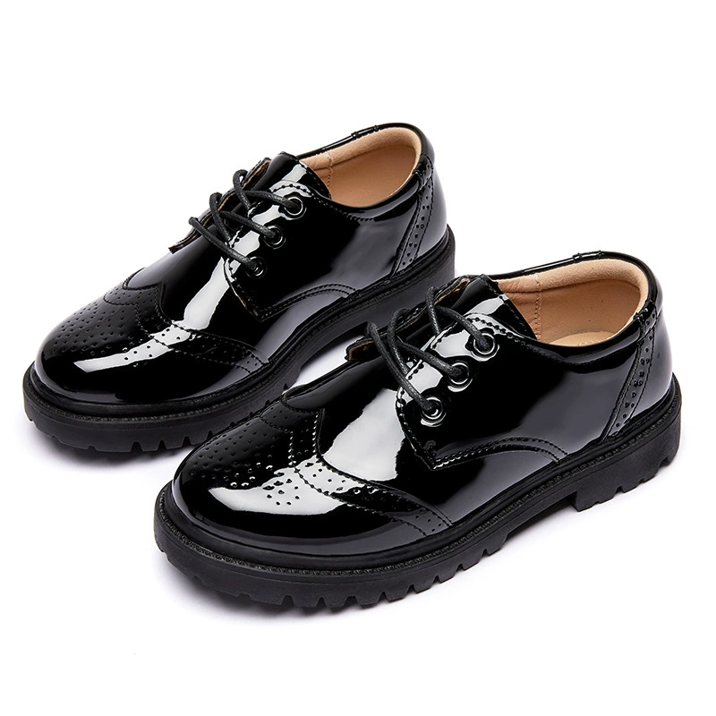 Детские черные кожаные туфли с мягкой подошвой для весны и осени, школьные туфли, британский стиль, для выступлений, в британском ретро-стиле.