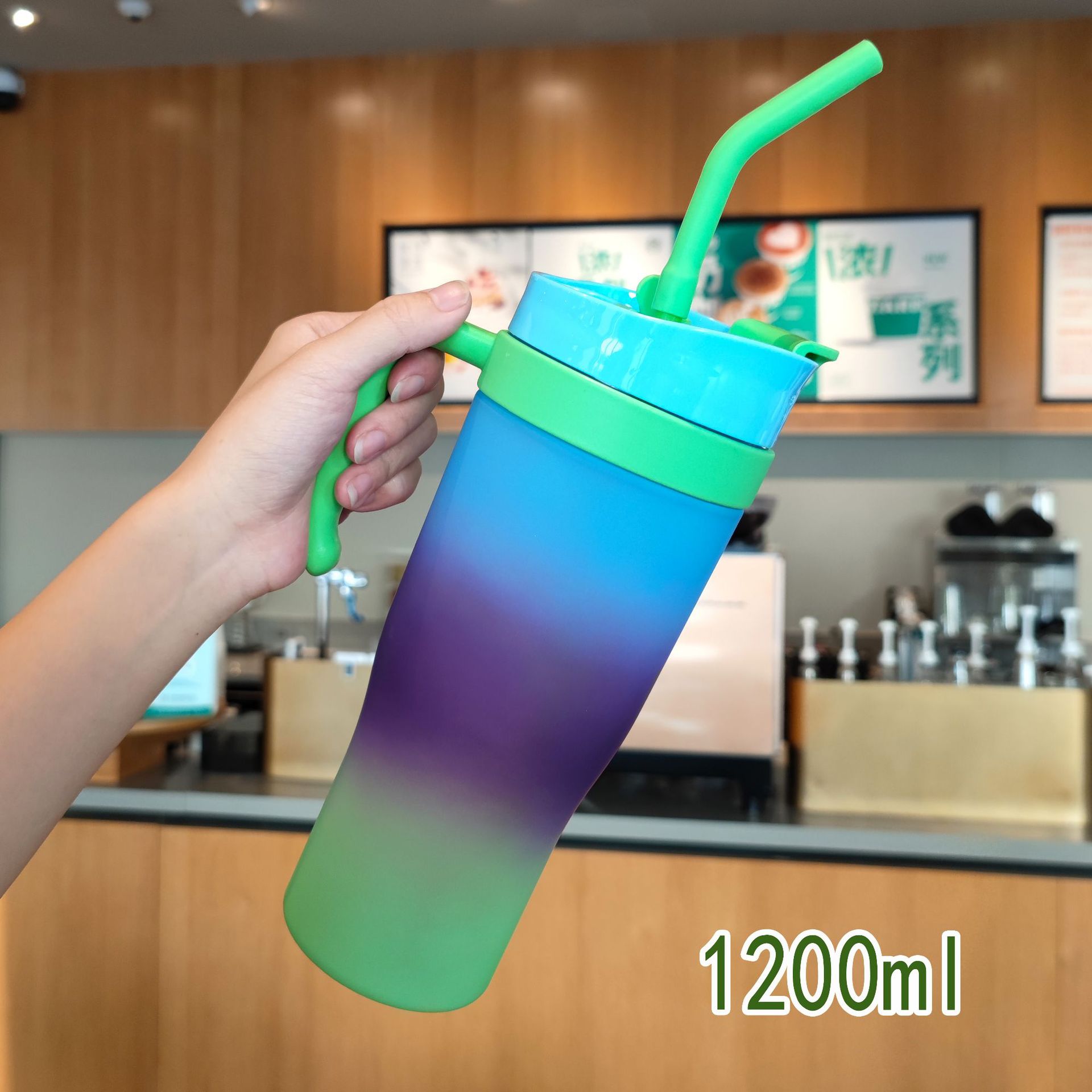 Nuevo coche helado taza paja doble bebida gradiente de color mango portátil de plástico taza de agua taza de coche en stock al por mayor