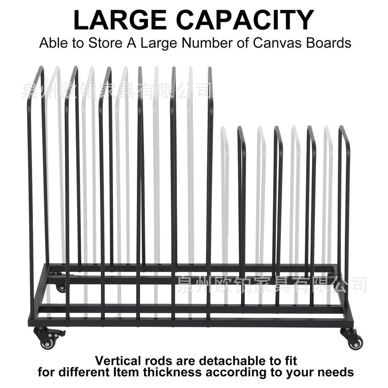 Cross-Border Art Painting Board Storage and Display Rack, Oil Painting Display Cart, Iron Material with Wheels, Detachable Type Cross-Border Art Painting Board Storage and Display Rack, Oil Painting Display Cart, Iron Material with Wheels, Detachable Type