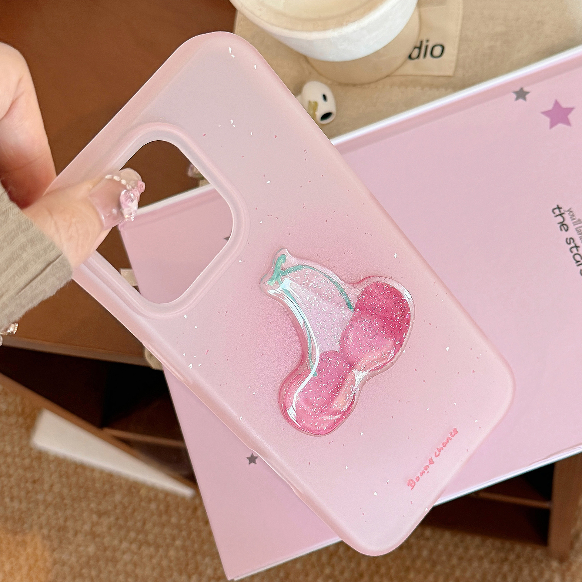 Chicas ins brillo parche cereza para iPhone13/14 Apple 15 funda para teléfono móvil 16ProMax nuevo 16