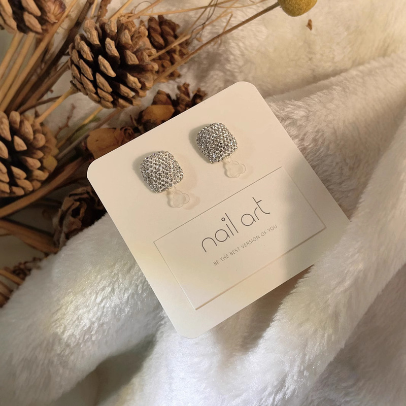 A Pair of [White] Full Diamond Thumb and Toe Nail Removal and Wearable Nails 30 Pieces 493