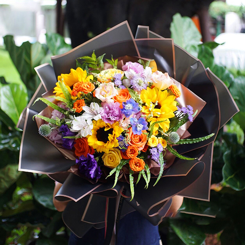 Borde dorado película de gelatina papel mate translúcido papel de embalaje de flores impermeable tienda de flores ramo floral Bolsa De Rosa material de la flor