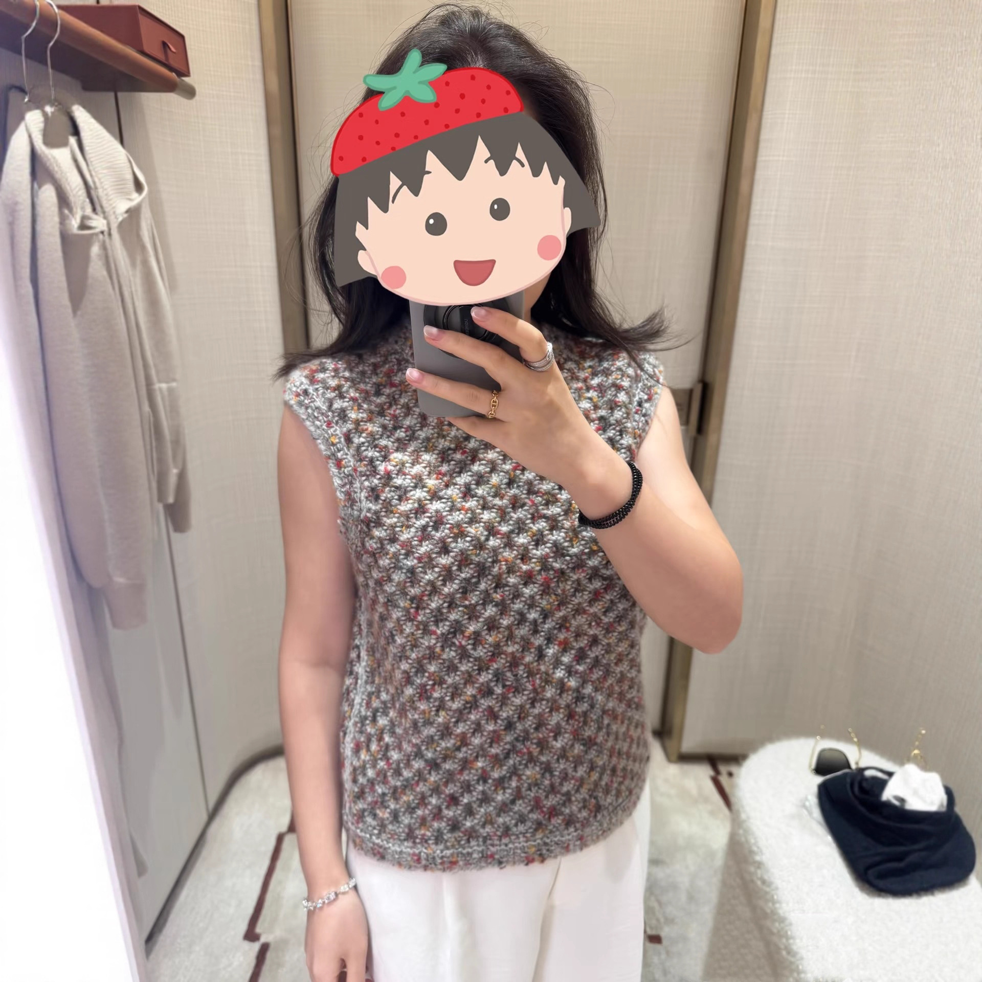 Shenzhen Nanyou Correct High Version Lp Home 25 Early Autumn New Simple Tweed Round Neck Knitted Cardigan Long Sleeves