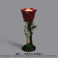 铜家!浪漫不死 玫瑰烛台!暗黑夜灯摆件 玫瑰氛围灯