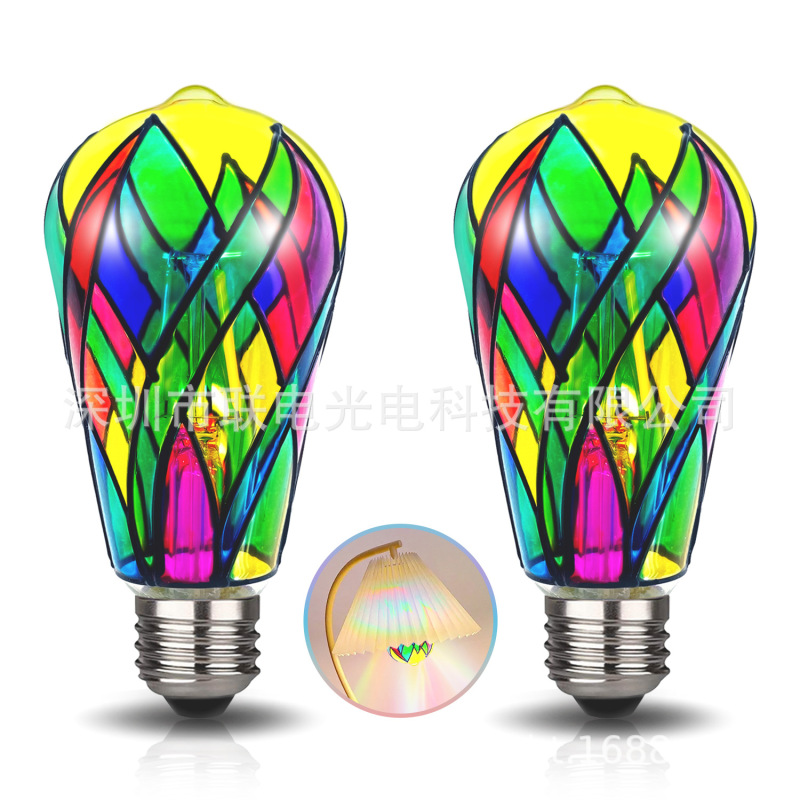 Led Filament Bulb St64Led Hand-Painted Lamp Decorative Light Bulb Home Lighting Atmosphere Lamp Glass Bulb Art Lamp