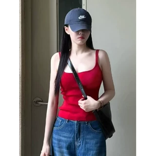 小吊带背心女夏2026新款内搭带胸垫红色美背文胸打底一体内衣外穿