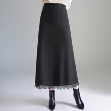 毛呢垂感通勤A字裙松紧腰显瘦时尚半身裙2025年秋冬款修身长裙