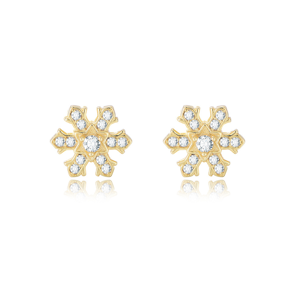 S925 pendientes de plata esterlina para las mujeres estilo coreano simple con incrustaciones de circón copo de nieve serie pendientes para niñas joyería de plata pequeña joyería