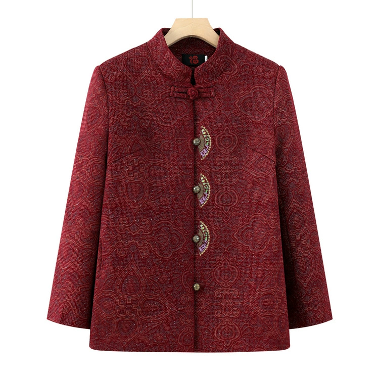 Бабушка весенне-осенний тонкий пальто 60 лет 70 лет пожилая женщина мама осенний лацканный топ старуха пожилая одежда