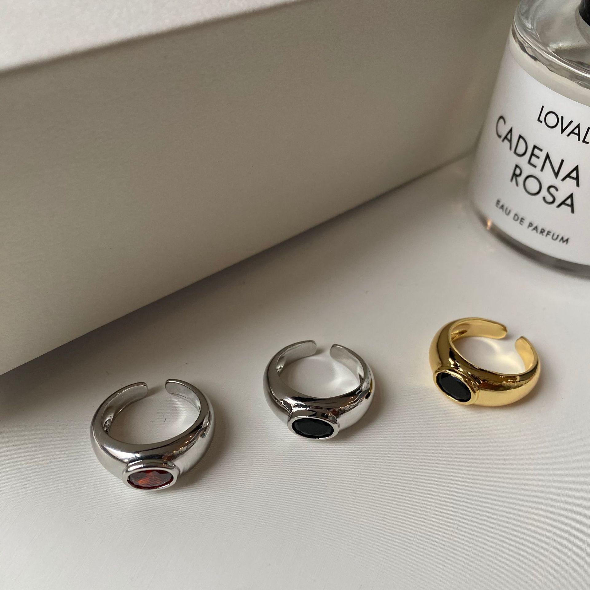 Brass Plating Geometric Zircon Open Rings display picture 1