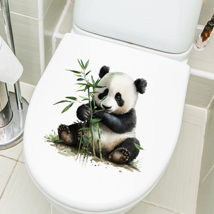 Amazon wholesale self-adhesive toilet tile toilet lid decorative stickers cute cartoon panda stickers