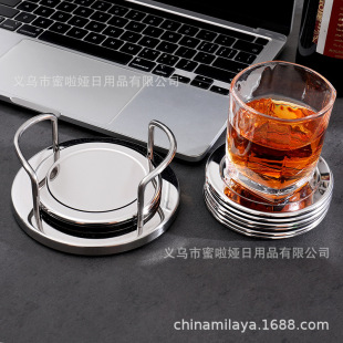 Placemat coaster with shelf stainless steel bright non-slip mat restaurant classic coaster 8-piece coaster