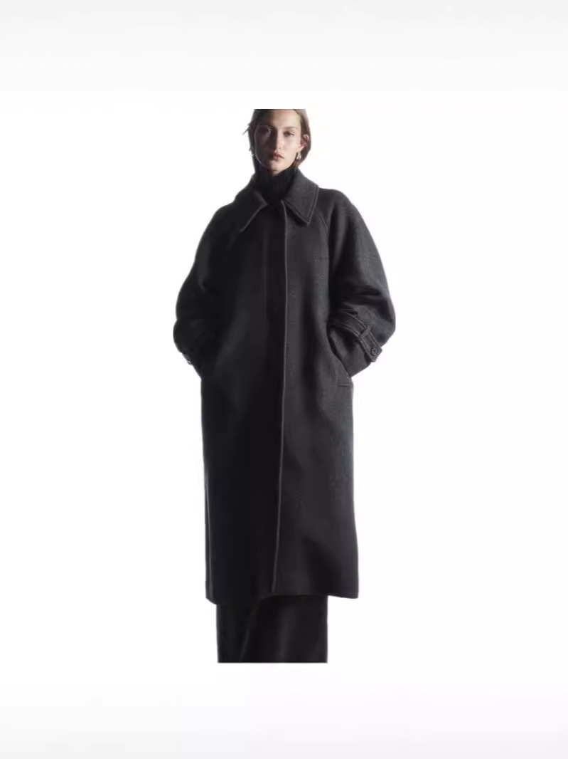 クラシックなファッショナブルなヘリンボーン柄イカウールコート、女性用ミドル丈、冬の新作、ゆったりとした厚手のコート