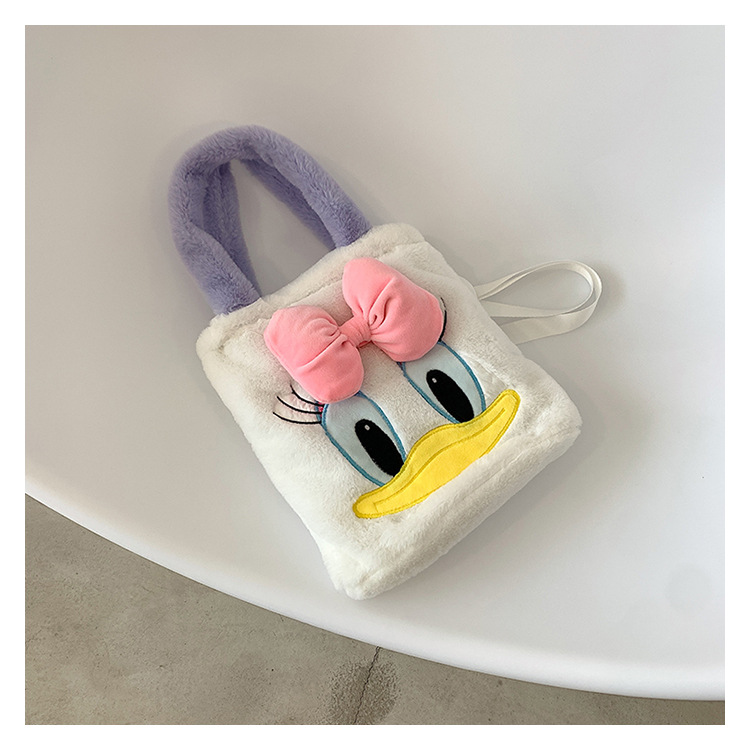 Japanese-style large-capacity Daisy Donald Duck handbag, cute pink bow plush bag, cartoon fashion small bag undefined