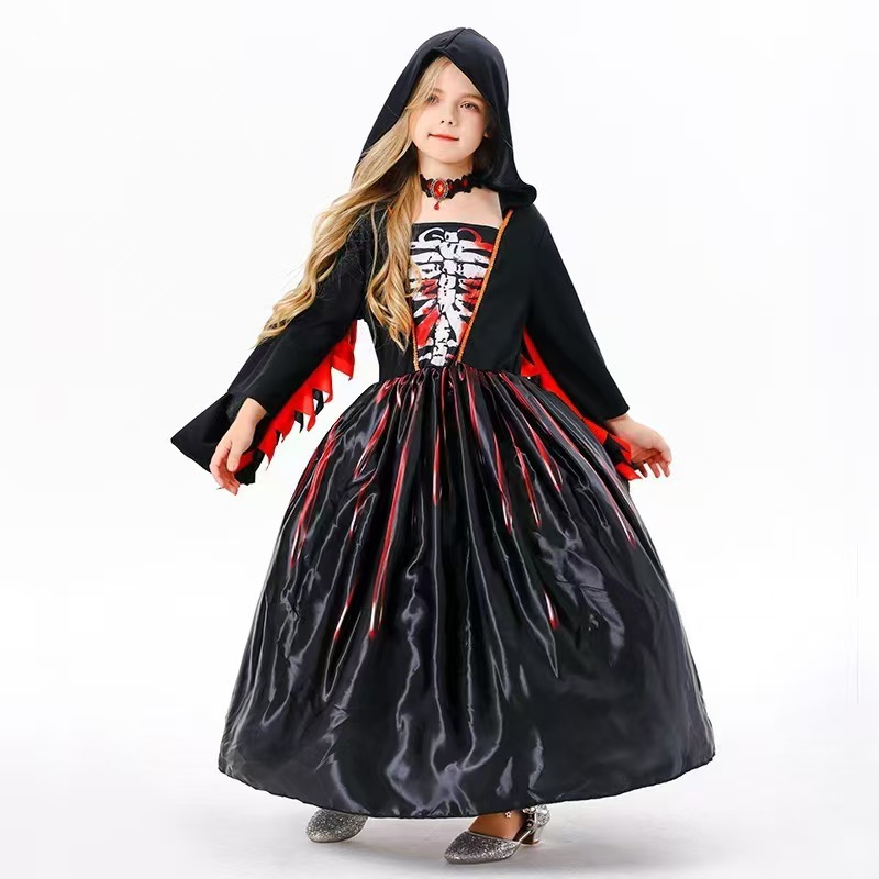 跨境万圣节cosplay吸血鬼服装 女孩角色装扮派对服装 女巫连衣裙|undefined