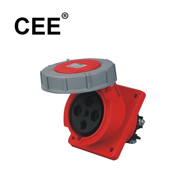 CEE-4342/4442红色63/125A IP67四芯380-415V工业插头插座面板式