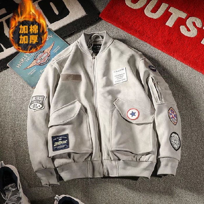 Otoño e Invierno marca de moda americana abrigo de algodón hombres Ma1 piloto chaqueta de béisbol Chaqueta de algodón y engrosamiento chaqueta 12