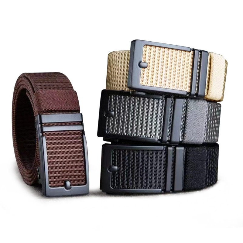 New imitation pin buckle appearance toothless automatic buckle belt business casual nylon woven belt ratchet belt wholesale New imitation pin buckle appearance toothless automatic buckle belt business casual nylon woven belt ratchet belt wholesale