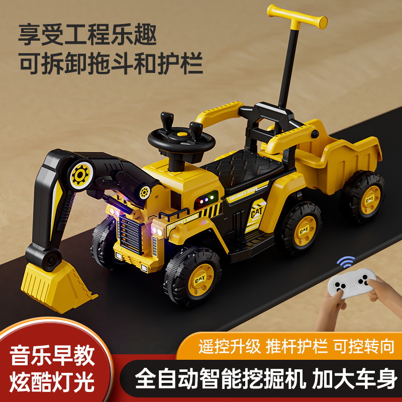 Source Factory Children's Excavator Toy Vehicle, Ride-On Toy for Girls and Boys, Remote Control Electric Digging Machine