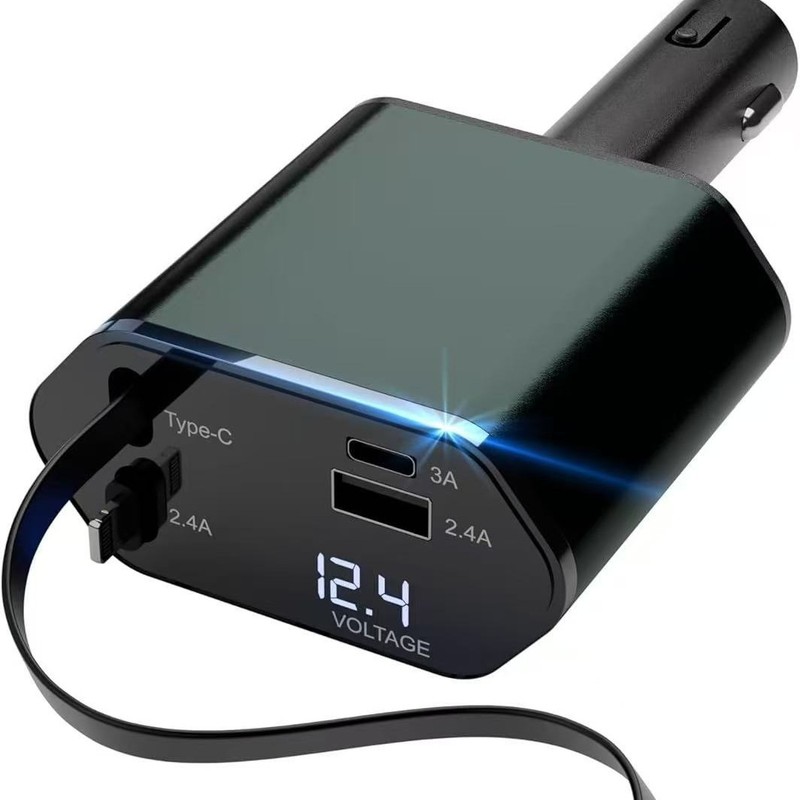 車の充電器 120 ワット超高速充電ユニバーサル格納式 1 対 3 フラッシュ充電シガーライター充電器車の充電器|undefined