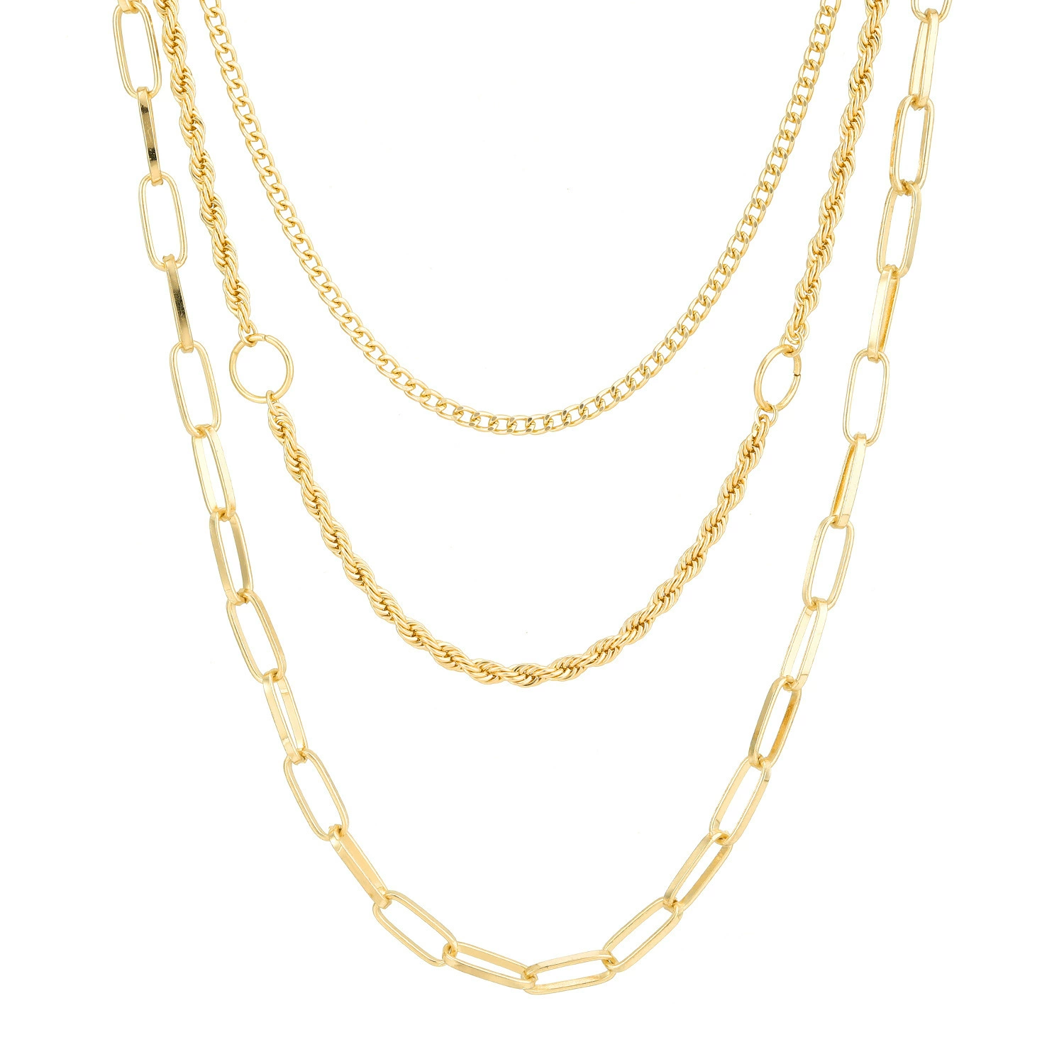 2023 новое ожерелье модное простое строчное ожерелье Amazon индивидуальное Ретро Золотое многослойное плетеное ожерелье-цепочка