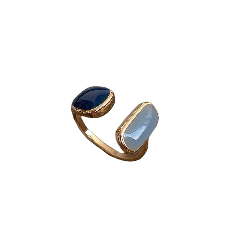 Designer-Stil, eleganter blauer offener Ring, einfacher schlichter Ring, vielseitiger modischer Ring für Damen, cooler Stil, Handstück_voghion.com