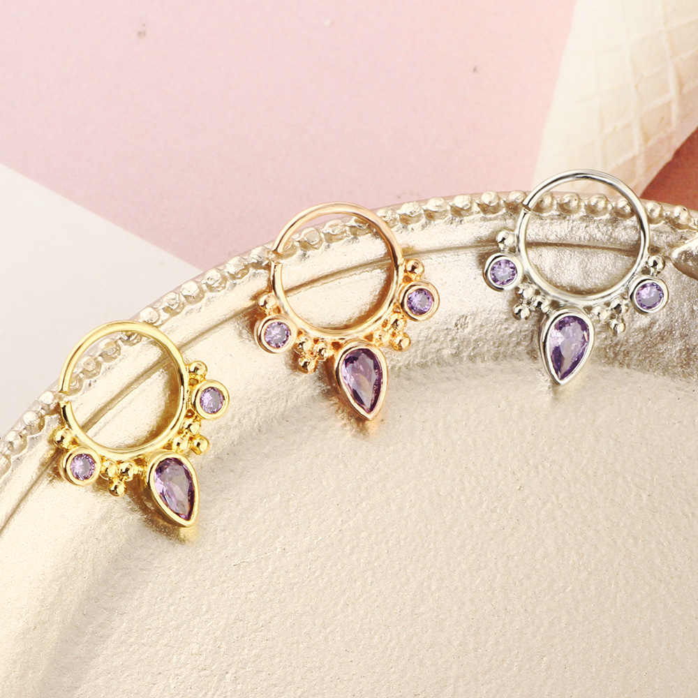 Fashion Water Droplets Copper Inlay Zircon Nose Ring 1 Piece