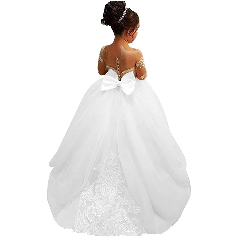 Transfronterizo amazónica vestidos de malla de niñas vestidos de princesa vestidos de fiesta de niños vestidos de boda de flores vestidos de cumpleaños