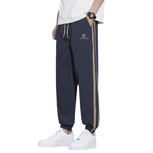 2025 new striped hoodies men's spring and autumn loose versatile ties trousers for youth fashion brand side splicing trousers