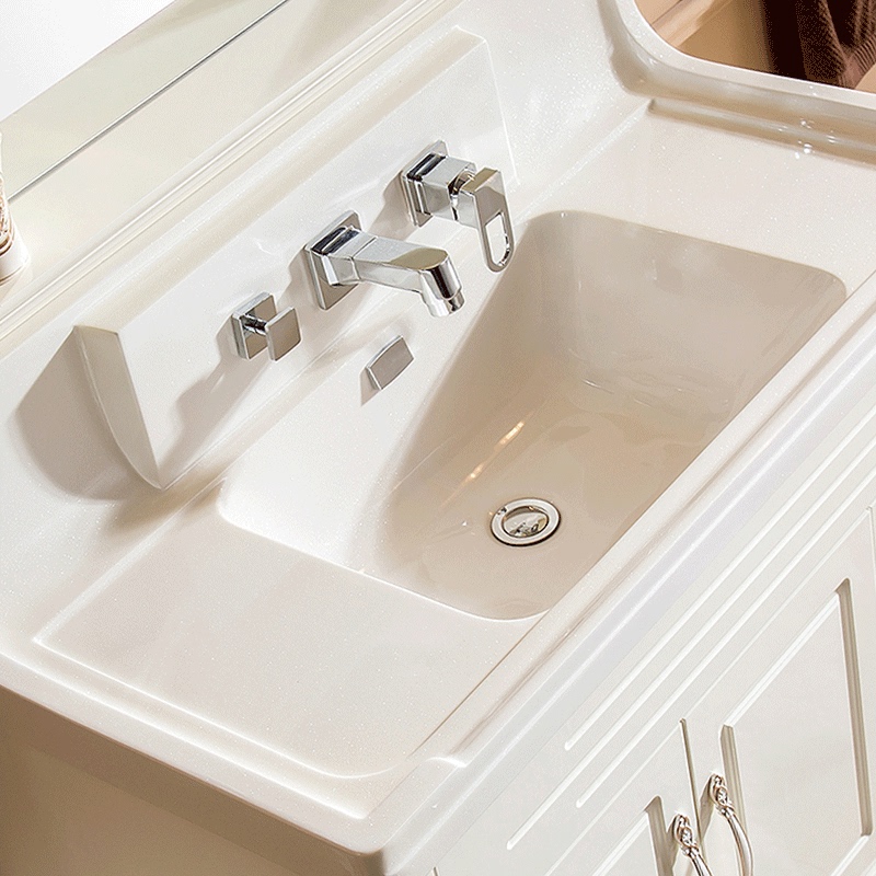 Wall-Mounted Pull-Out Washbasin Faucet, Hot and Cold Four-Piece Set, Three-Hole Basin Sink, Bathroom