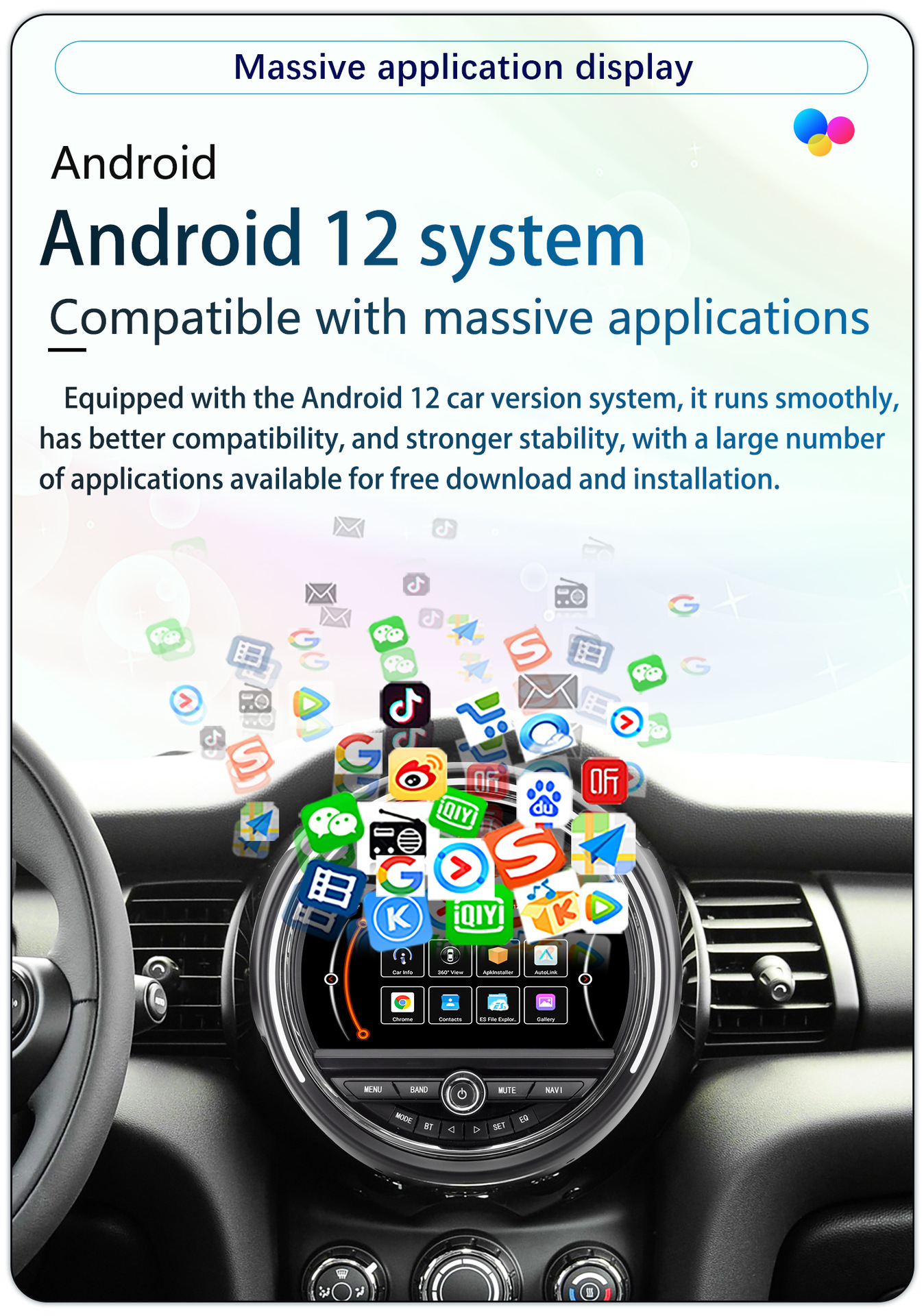 Suitable for 9-Inch 15-18 Model Bmw Mini Android Wireless Carplay Car Navigation 360 Panoramic All-In-One Machine