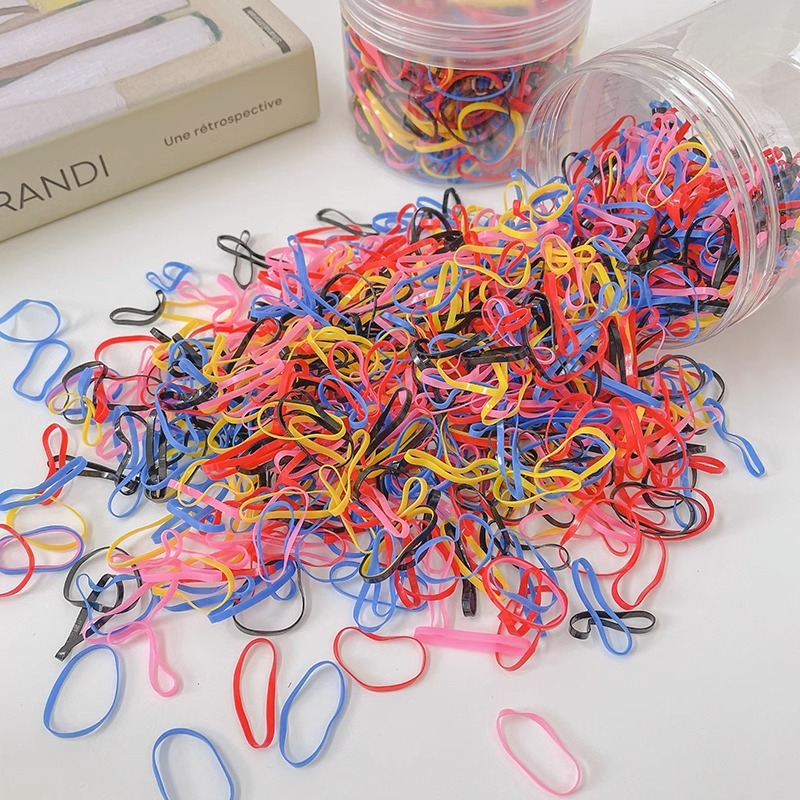 Banda de goma desechable para el cabello no lastimado Anillo de goma para trenza de niña Banda de goma Color Valor de alta cuerda elástica para el cabello Tocado