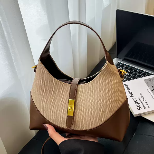 High-End Color-Blocking Niche Design Bag for Women 2026 New Dumpling Bag Versatile Commuter Handbag Crossbody Underarm Bag