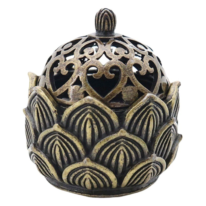 Металлическая печь лотоса небольшого размера Встроенная башня благовоний Открытый Мини Круглая Европейская простая башня благовония украшения ремесла