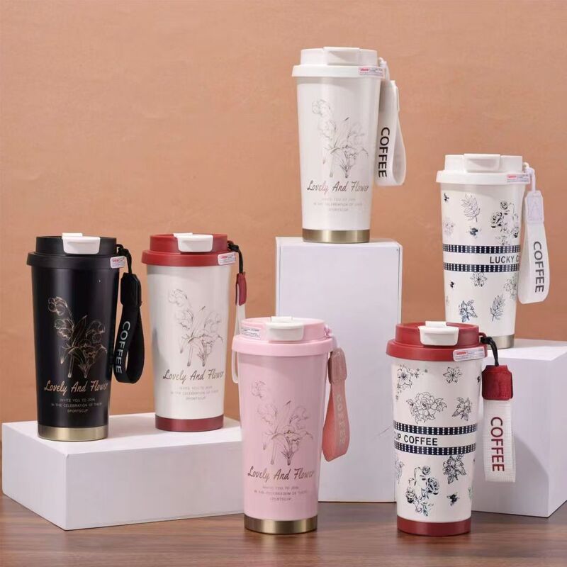 Lily of the Valley Large-Capacity Coffee Straw Insulated Water Cup for Girls, High Aesthetic Value, Dual-Use, Outdoor, Car-Mounted, Portable Insulated Cup Lily of the Valley Large-Capacity Coffee Straw Insulated Water Cup for Girls, High Aesthetic Value, Dual-Use, Outdoor, Car-Mounted, Portable Insulated Cup