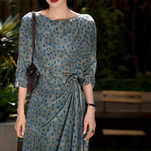 细腰曲线~双绉桑蚕丝围裹设计连衣裙真丝长裙子杭州女装新款夏季