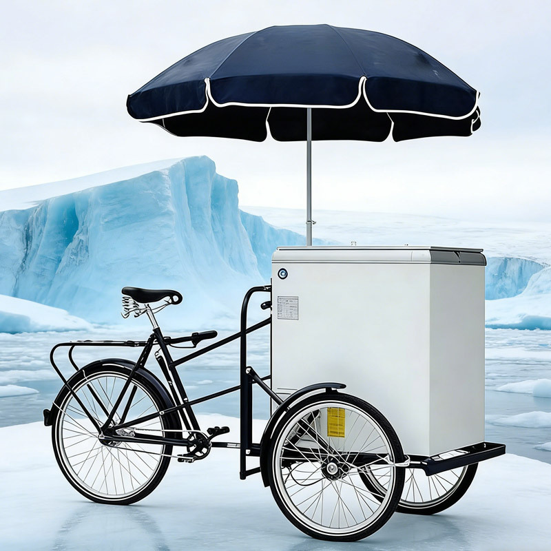 人力三轮车地摊载货冷冻食品饮料冰淇淋夜市三轮倒骑驴非电动冰箱