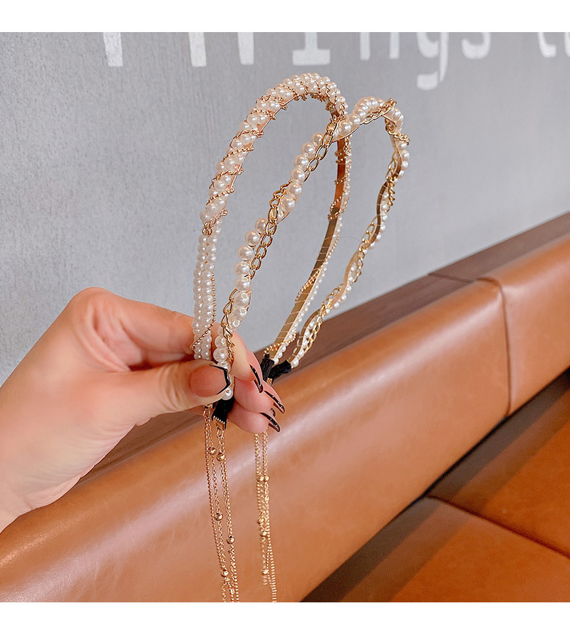 New Simple Tassel Thin Chain Hair  Pearl Band display picture 2