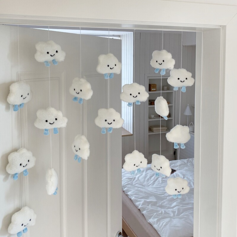 Cute Plush Cloud Door Curtain Kidsren's Room Door Layout High-Value Curtain Wall Decoration Punch-Free Stereo Door Sticker